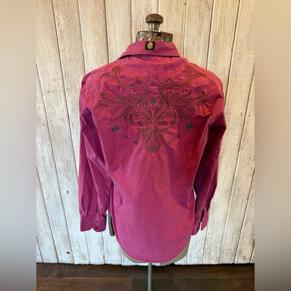 Men's Fuchsia Embroidered Casual Shirt
